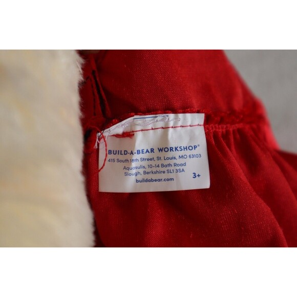Build A Bear Workshop 15" Teddy Bear Plush Off-White Brown Red Santa Dress - Picture 11 of 14